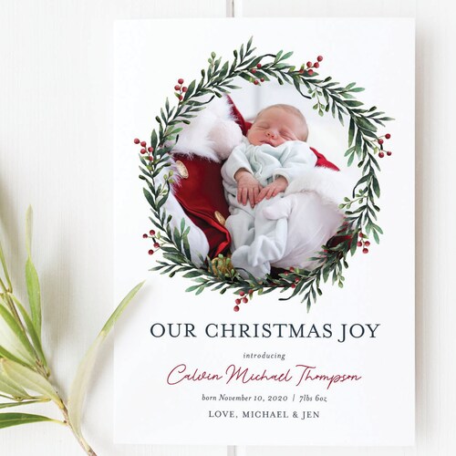 Christmas Birth Announcement Christmas Card Template Photo Etsy Canada