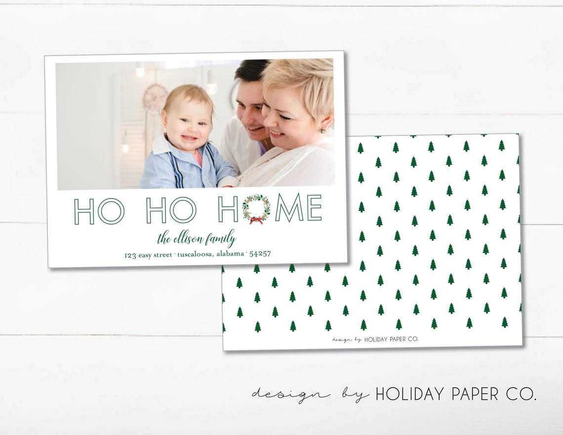 Ho Ho Home Christmas Photo Card, Moving Announcement Holiday Card ...