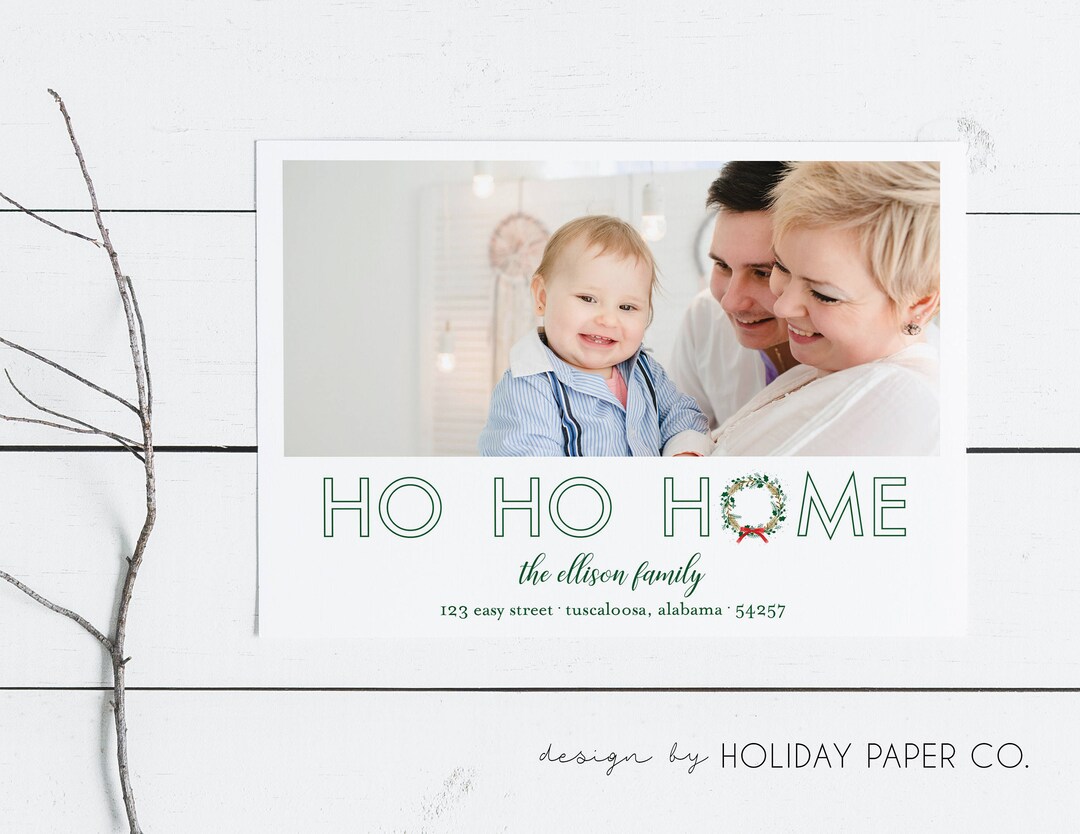 Ho Ho Home Christmas Photo Card, Moving Announcement Holiday Card ...