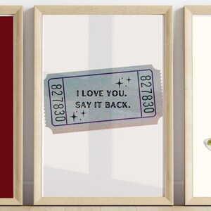 I Love You Say It Back Club Ticket trendy retroprint, trendy digitale kunstprint, retrokunstprint, College Dorm Art, y2k-print, posterkunst