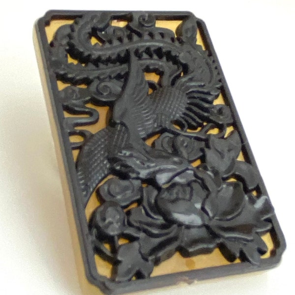 Phoenix Pendant Figural Carved Style Pendant Asian Theme Lightweight Resin Craft Beading Focal Symbolism Symbolic Gift Idea