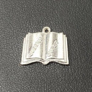 Vintage Sterling Silver Open Book Charm Pendant Book Lover 1960s Queenly Quest Charms for Bracelet Books Collectible Charms