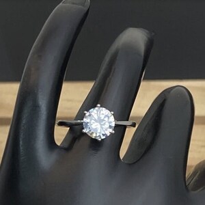 Beautiful Solitaire Ring Clear Sparkling Round Stone TK316 Stainless Steel Band Size 6 Engagement Promise Simple Elegant Etsy