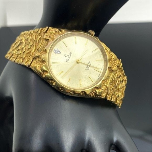 Elgin quartz gold nugget watch sale