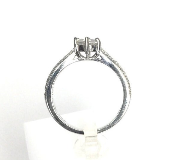 Vintage Round Crystal 925 Silver Ring Round Accen… - image 6