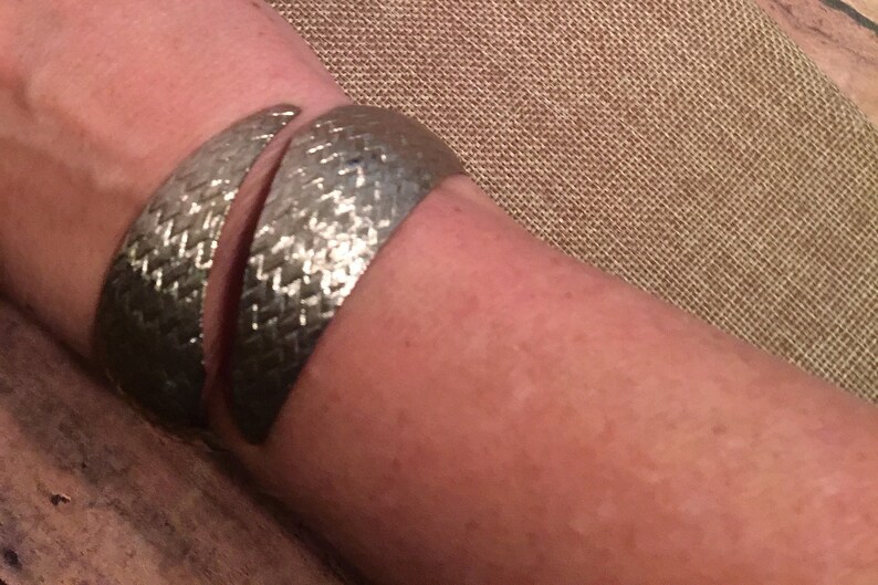 Vintage Silver Tone Cuff Bracelet with Basket Weave Design Vintage Cuff Bracelet Vintage Jewelry Gift Idea Brushed Surface Design
