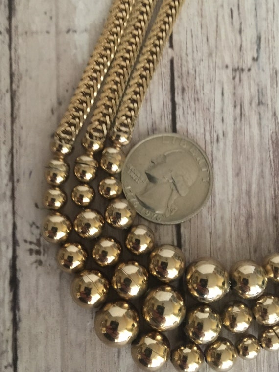 Vintage Monet Triple Chain Gold Tone Necklace Gol… - image 7