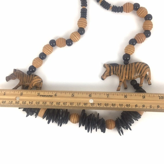 Zebra Necklace Safari Theme Tribal Style Earth To… - image 4