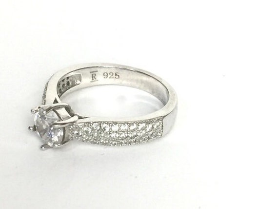 Vintage Round Crystal 925 Silver Ring Round Accen… - image 10