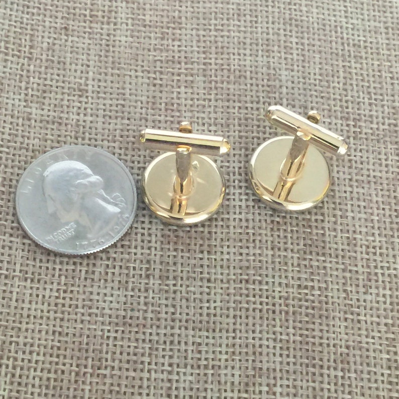 Vintage Gold Tone and Black Cuff Links Vintage Suit Accessories Gift Idea for Him Gold Tone Base Round Shape
