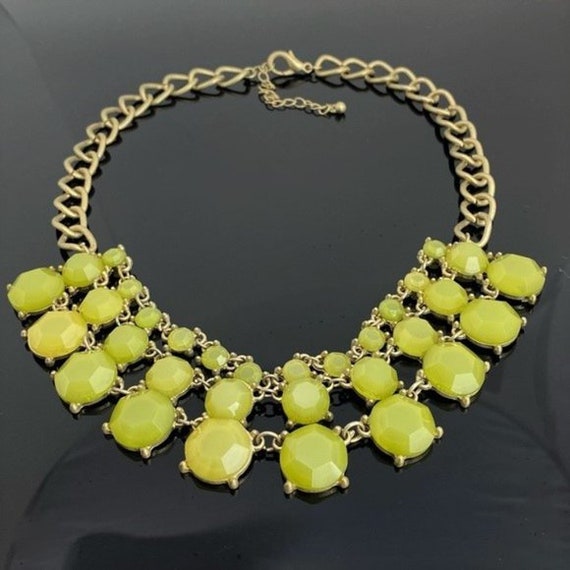 Beautiful Bib Necklace with Light Green Faceted S… - image 1