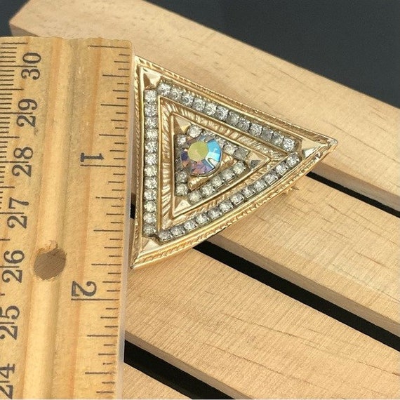 Vintage Unique Triangle Shaped Brooch Rare Pin Gi… - image 7