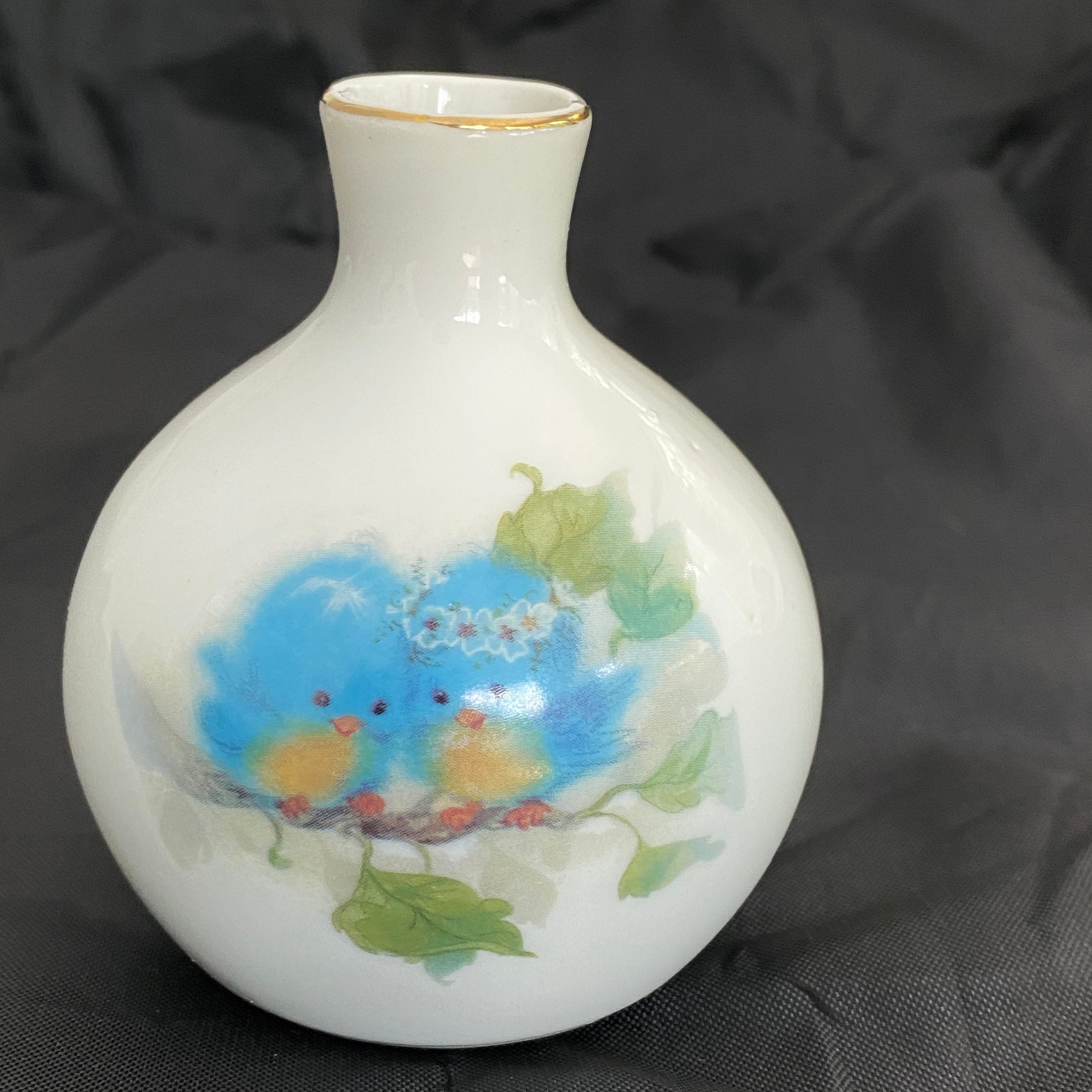 Vintage 1979 Fine Porcelain Vase / Bluebird / Designer's Etsy