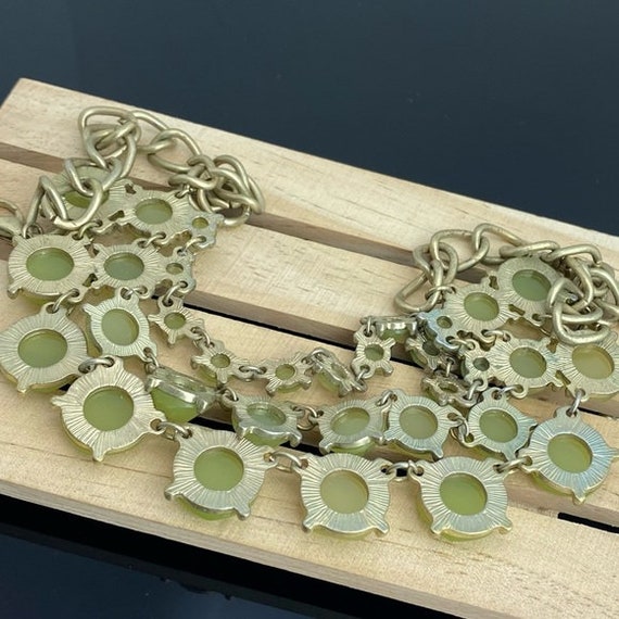 Beautiful Bib Necklace with Light Green Faceted S… - image 4