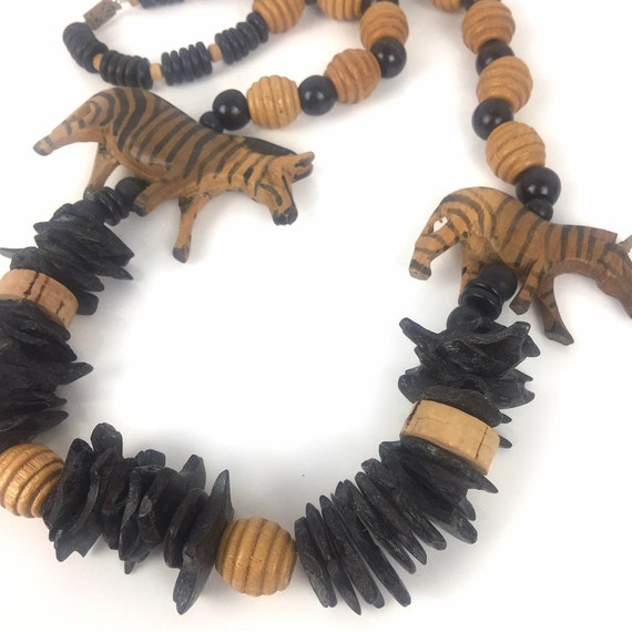 Zebra Necklace Safari Theme Tribal Style Earth To… - image 3