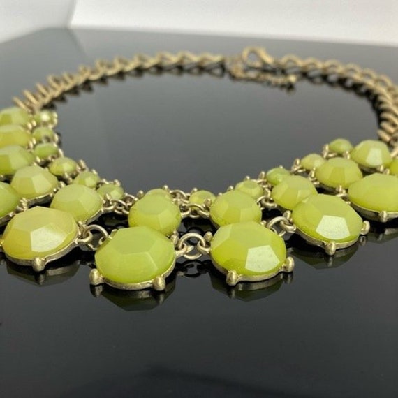 Beautiful Bib Necklace with Light Green Faceted S… - image 6