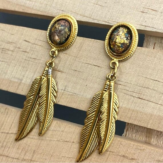 Vintage Southwestern Style Dangling Gold Tone Pie… - image 4