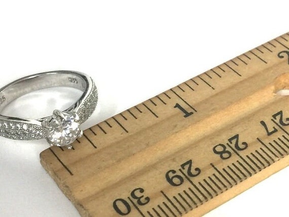 Vintage Round Crystal 925 Silver Ring Round Accen… - image 5