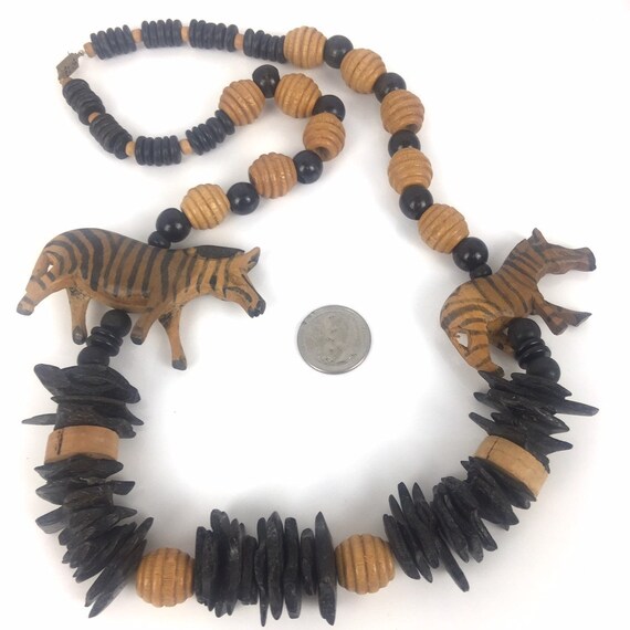 Zebra Necklace Safari Theme Tribal Style Earth To… - image 5