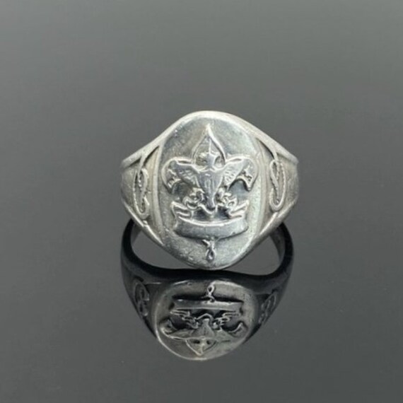Vintage Eagle Scout Sterling Silver Ring Knot Design … Gem