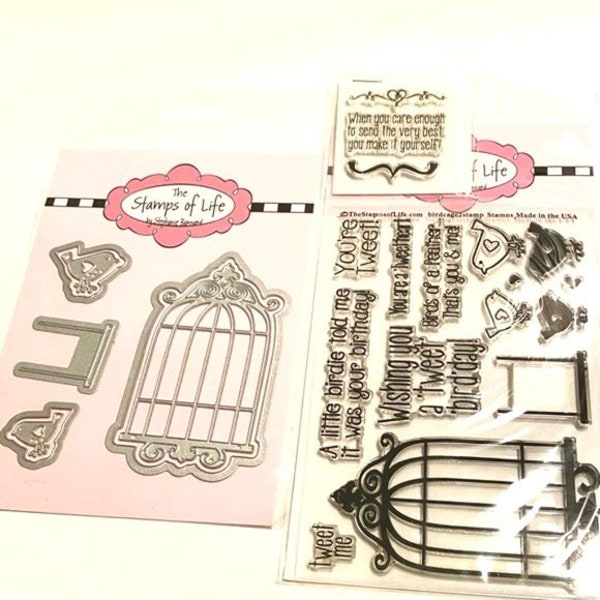 Birdcage Stamp and Die Set Birdcage2Stamp Stamps of Life by Stephanie Barnard Sentiments Coordinating Stamps and Dies Please See Note