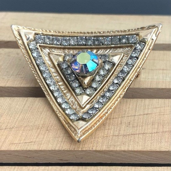 Vintage Unique Triangle Shaped Brooch Rare Pin Gi… - image 6