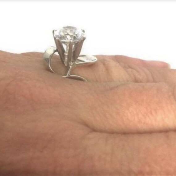 Unique Vintage Sterling Silver CZ Statement Ring … - image 6