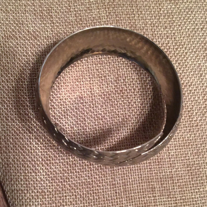 Vintage Silver Tone Cuff Bracelet with Basket Weave Design Vintage Cuff Bracelet Vintage Jewelry Gift Idea Brushed Surface Design