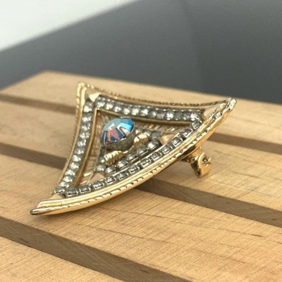 Vintage Unique Triangle Shaped Brooch Rare Pin Gi… - image 4