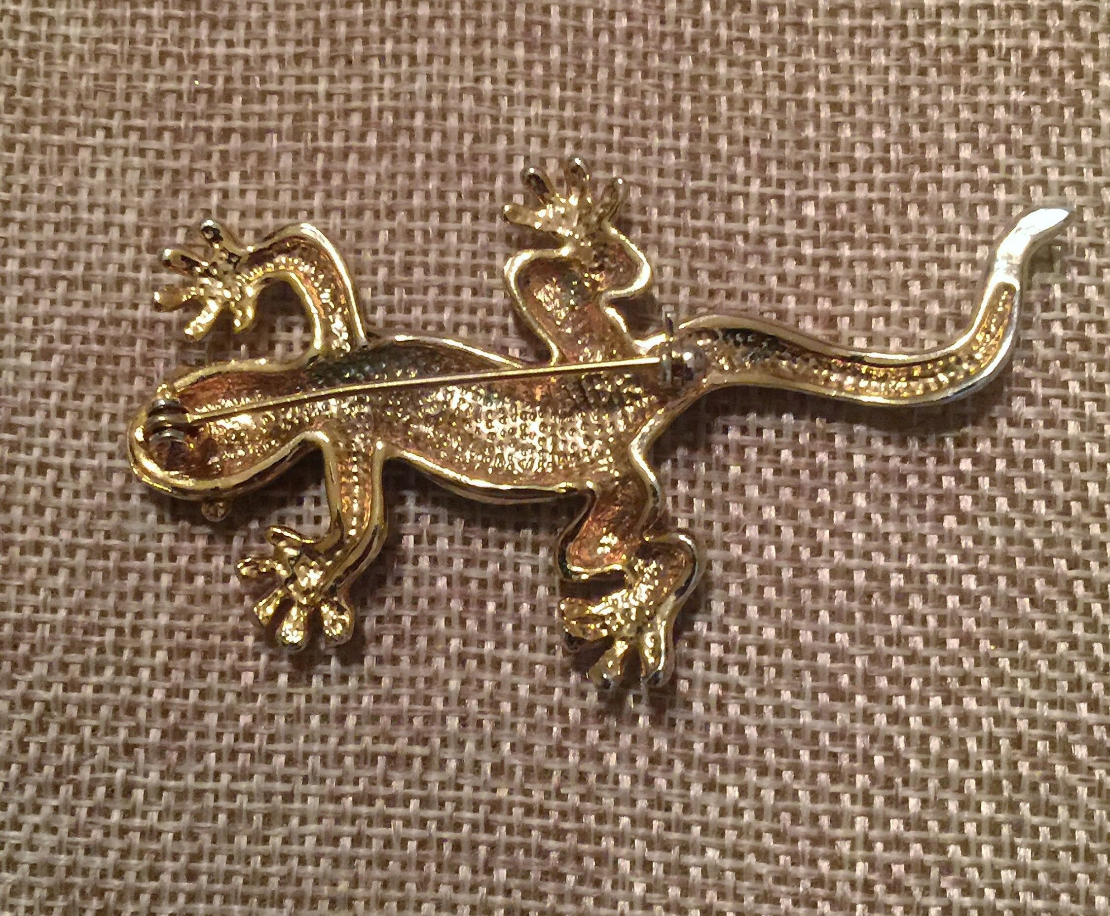 Beautiful Vintage Lizard Brooch / Gold Tone With Rhinestone - Etsy