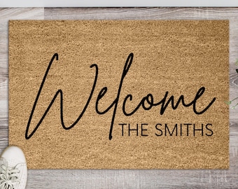 Custom Welcome Mat-Personalized Welcome Mat-Front Porch Mat-Welcome Mat with Name-Welcome Doormat-Welcome Door Mat-Family Name Welcome Mat