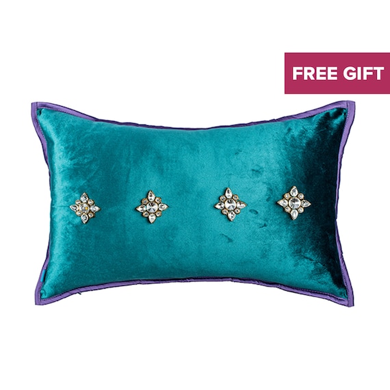 Teal Velvet Pillow Case / Lumbar Pillow Cover 12X20 / Teal Etsy