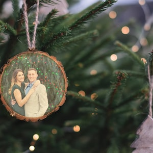 Personalized Photo Wood Slice Ornament, Wedding Ornaments, Personalized Christmas Ornament, Rustic Decor, Christmas Photo Gift