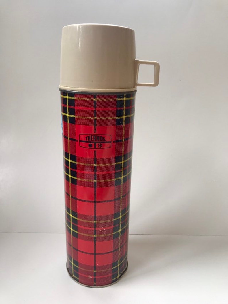 plaid thermos