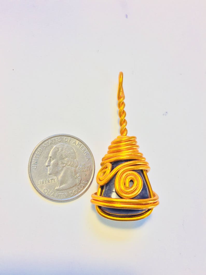 iolite jewelry wire wrapped iolite handmade wire wrap Iolite wire wrapped necklace iolite wire wrap iolite necklace iolite pendant