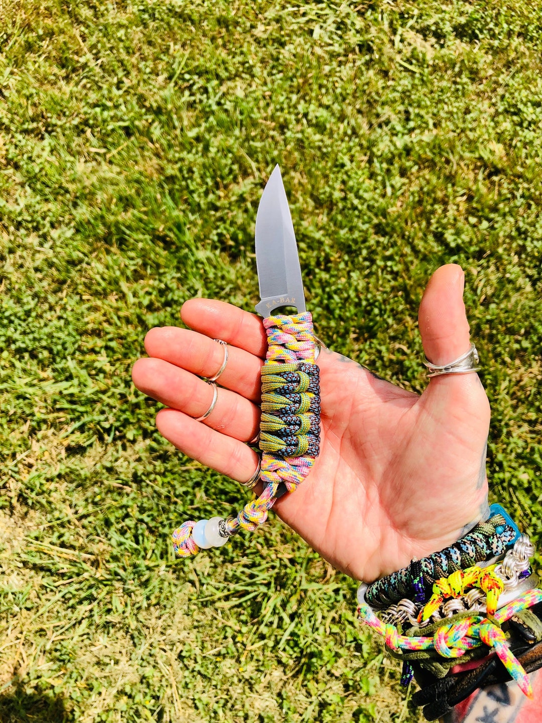 550 Paracord Wrapped Skeleton Knife Pack Knife for Hunting, Hiking