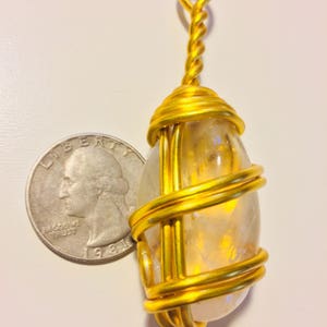 Hematoid / harlequin quartz wire wrap necklace, wire wrapped quartz crystal pendant, hematoid quartz jewelry, hippie boho, witchy jewelry