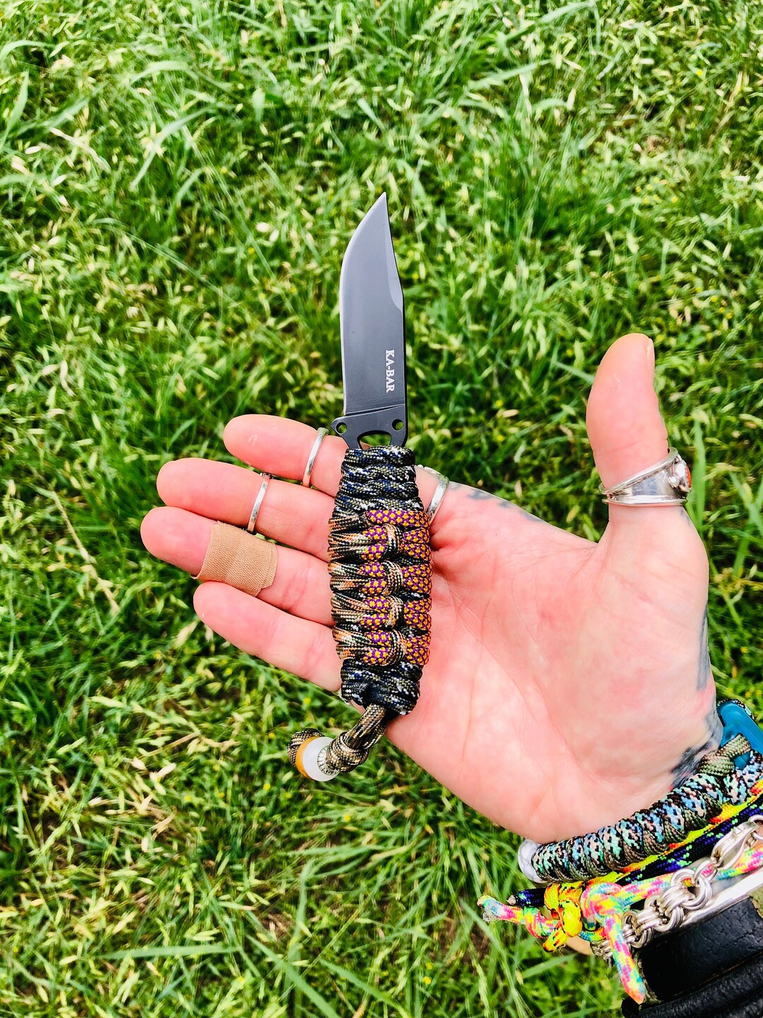 550 Paracord Wrapped Skeleton Knife Pack Knife for Hunting, Hiking