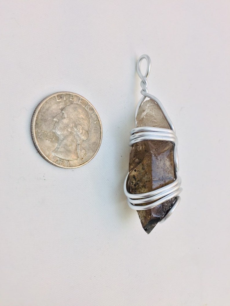 raw crystal necklace Raw smoky quartz crystal wire wrap necklace handmade wire wrap jewelry smokey quartz point wire wrap raw crystal