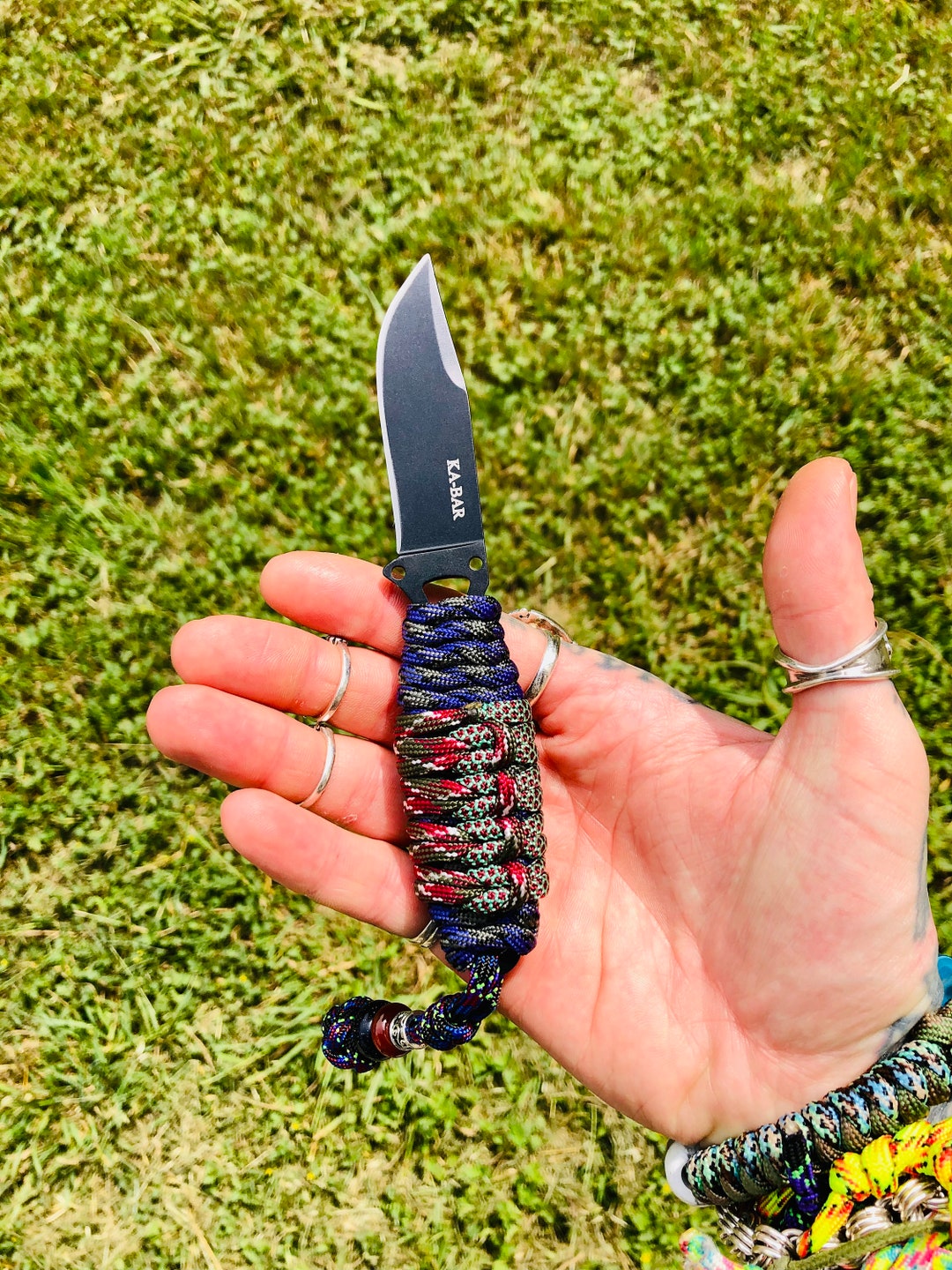 550 Paracord Wrapped Skeleton Knife Pack Knife for Hunting, Hiking