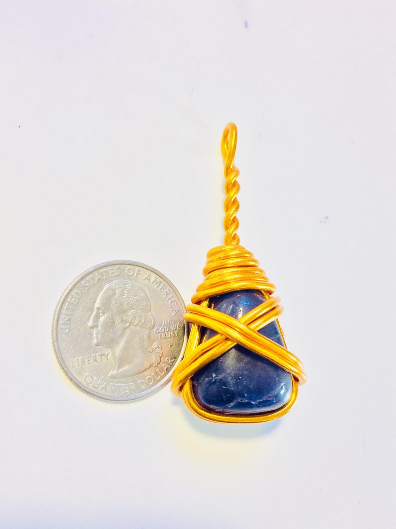 iolite jewelry wire wrapped iolite handmade wire wrap Iolite wire wrapped necklace iolite wire wrap iolite necklace iolite pendant