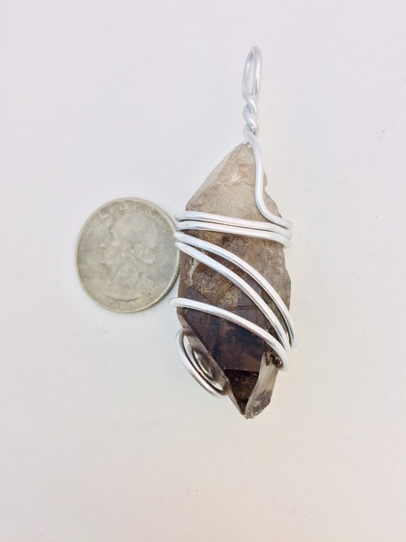 raw crystal necklace Raw smoky quartz crystal wire wrap necklace handmade wire wrap jewelry smokey quartz point wire wrap raw crystal
