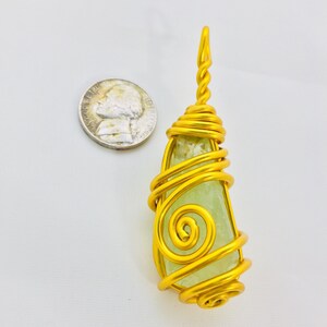 Green calcite wire wrap necklace, wire wrapped calcite, calcite necklace, calcite pendant, calcite jewelry, wire wrapped crystal jewelry