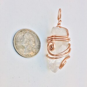 Raw quartz crystal point wire wrap necklace, hippie wire wrap jewelry, raw quartz point pendant, wire wrapped crystal jewelry