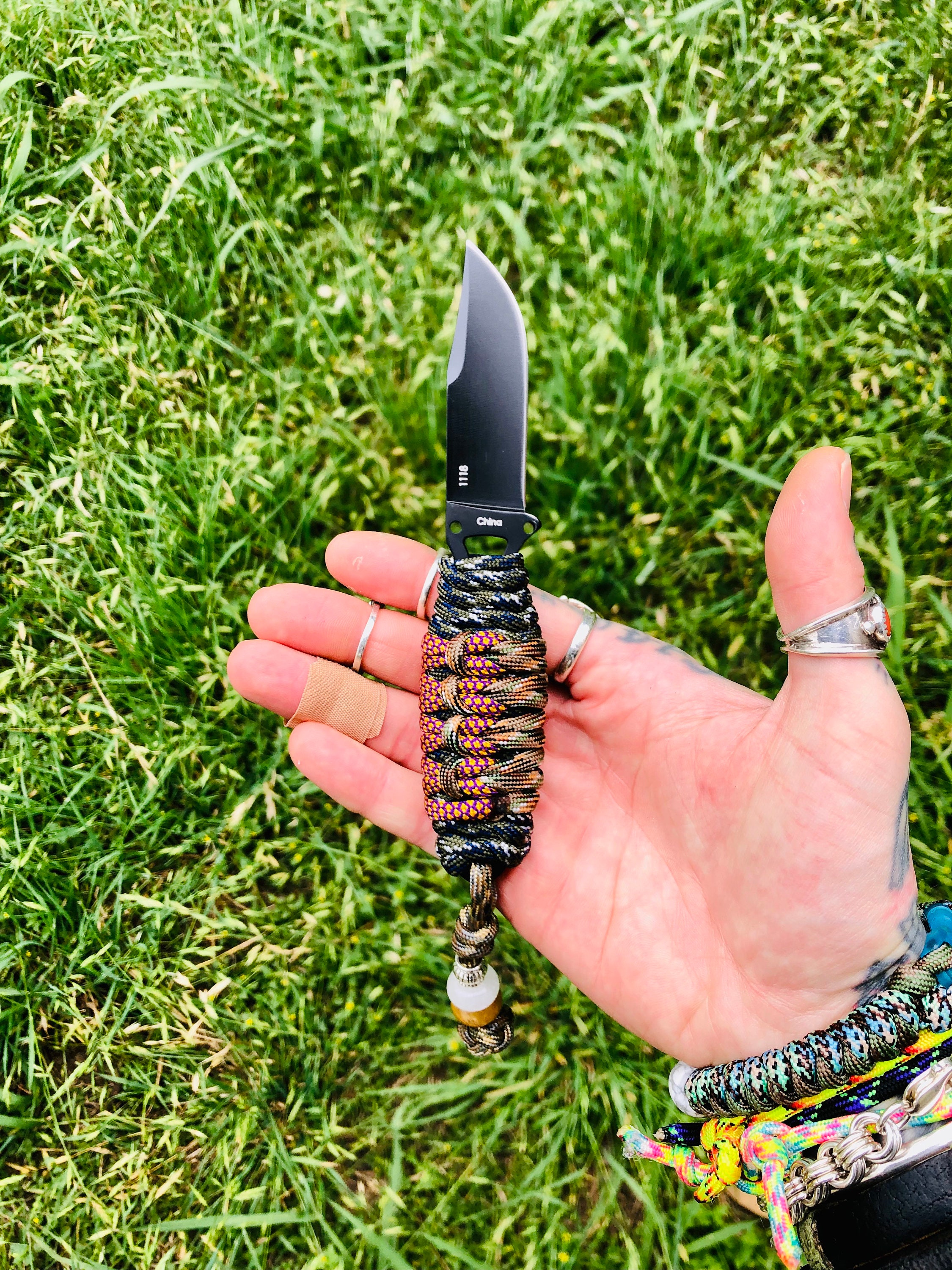 550 Paracord Wrapped Skeleton Knife Pack Knife for Hunting, Hiking