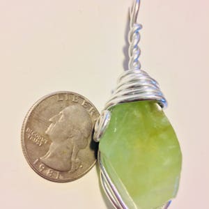 Raw green calcite wire wrap necklace, wire wrapped calcite, calcite necklace, calcite pendant, calcite jewelry, hippie wire wrap jewelry