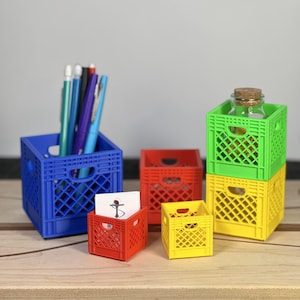 Stackable desktop organizing crate, 3D printed storage solutions, Desktop storage, Stacking mini crates, Office organization, Storage crate