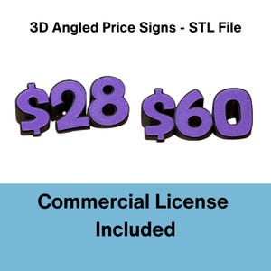 3D-gewinkeltes Preisschild - Digitaler STL-Datei Download