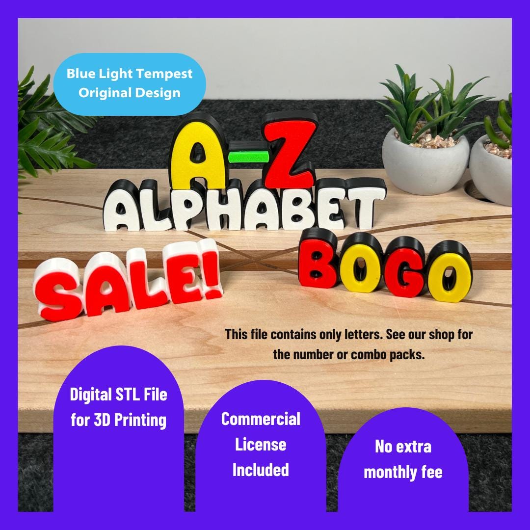3D Alphabet Letters, Display Sign, Market Decor (digital STL File) - Etsy