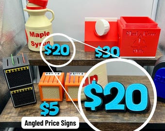 3D Printed Angled Price Signs, Market Display Accessory